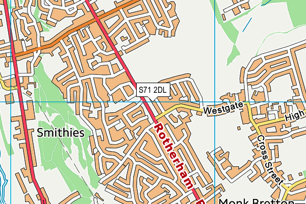 S71 2DL map - OS VectorMap District (Ordnance Survey)