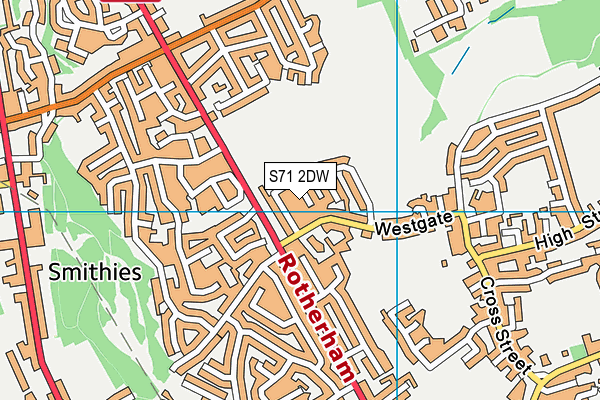 S71 2DW map - OS VectorMap District (Ordnance Survey)