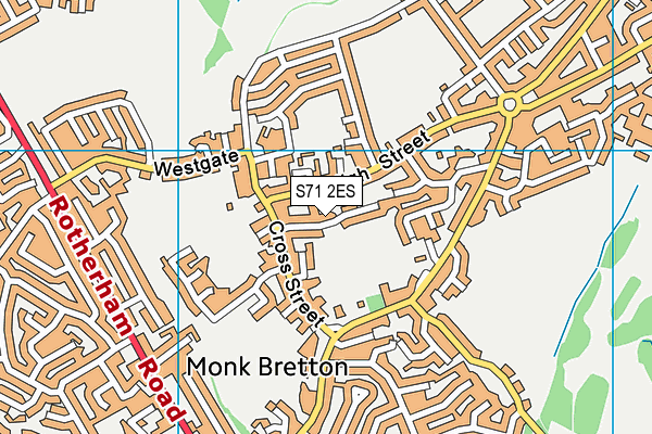 Monk Bretton Cricket Club map (S71 2ES) - OS VectorMap District (Ordnance Survey)