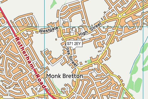 S71 2EY map - OS VectorMap District (Ordnance Survey)
