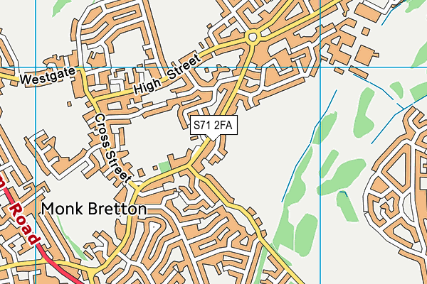 S71 2FA map - OS VectorMap District (Ordnance Survey)