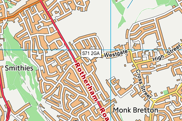 S71 2GA map - OS VectorMap District (Ordnance Survey)