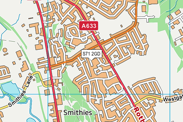 S71 2GD map - OS VectorMap District (Ordnance Survey)