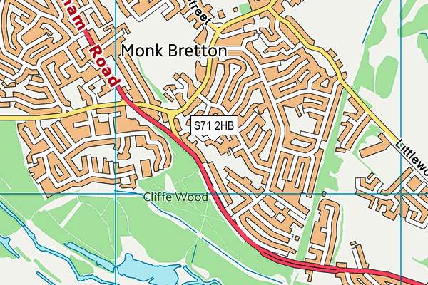 S71 2HB map - OS VectorMap District (Ordnance Survey)