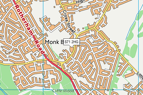 S71 2HG map - OS VectorMap District (Ordnance Survey)