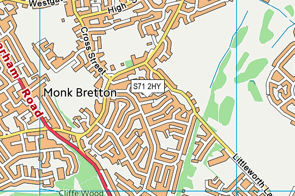 S71 2HY map - OS VectorMap District (Ordnance Survey)