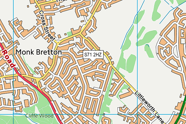 S71 2HZ map - OS VectorMap District (Ordnance Survey)