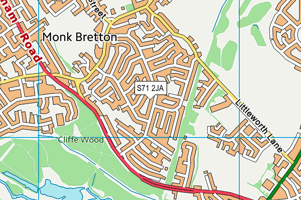 S71 2JA map - OS VectorMap District (Ordnance Survey)