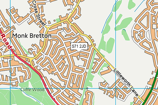 S71 2JD map - OS VectorMap District (Ordnance Survey)