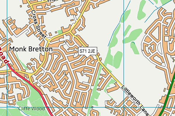 S71 2JE map - OS VectorMap District (Ordnance Survey)