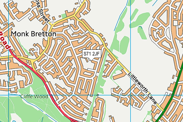 S71 2JF map - OS VectorMap District (Ordnance Survey)