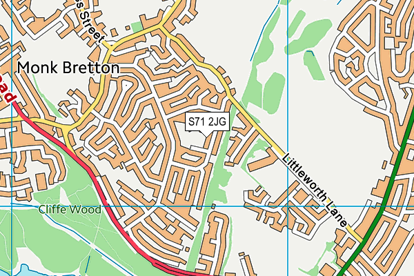 S71 2JG map - OS VectorMap District (Ordnance Survey)