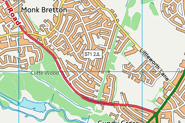 S71 2JL map - OS VectorMap District (Ordnance Survey)