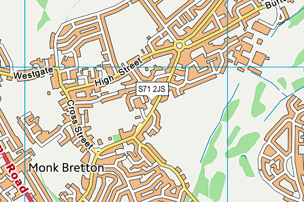 S71 2JS map - OS VectorMap District (Ordnance Survey)
