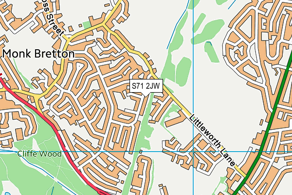 S71 2JW map - OS VectorMap District (Ordnance Survey)