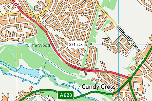 S71 2JX map - OS VectorMap District (Ordnance Survey)