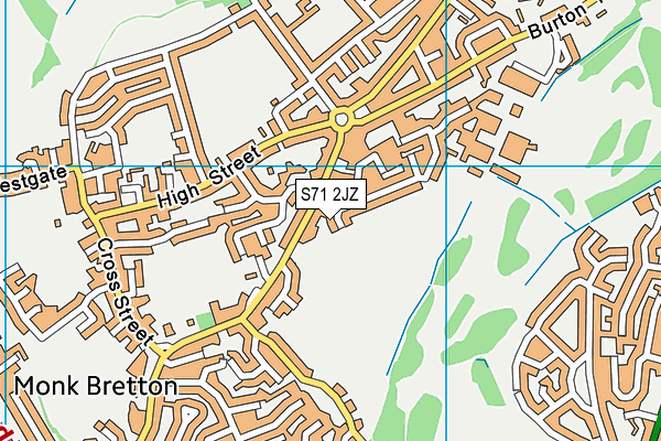 S71 2JZ map - OS VectorMap District (Ordnance Survey)