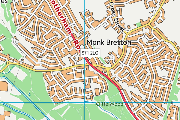 S71 2LG map - OS VectorMap District (Ordnance Survey)