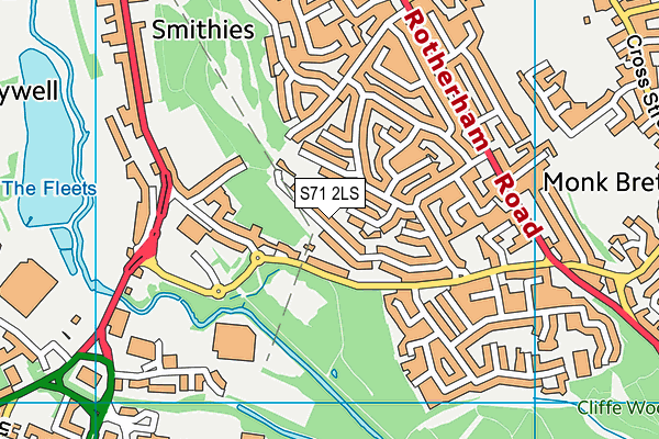 S71 2LS map - OS VectorMap District (Ordnance Survey)