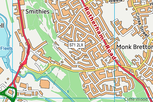 S71 2LX map - OS VectorMap District (Ordnance Survey)