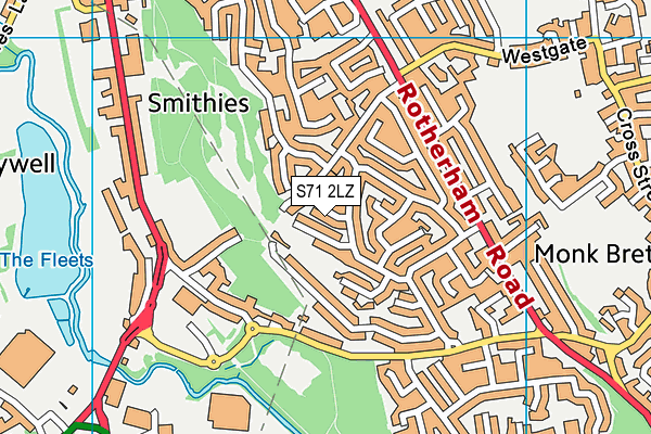 S71 2LZ map - OS VectorMap District (Ordnance Survey)