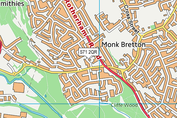 S71 2QR map - OS VectorMap District (Ordnance Survey)