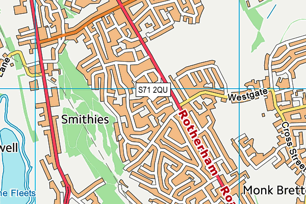 S71 2QU map - OS VectorMap District (Ordnance Survey)