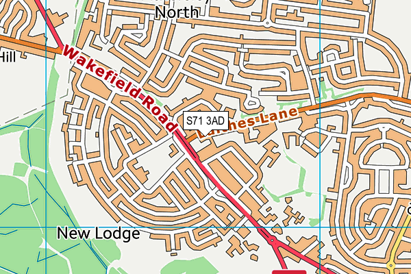 S71 3AD map - OS VectorMap District (Ordnance Survey)