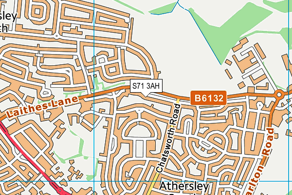 S71 3AH map - OS VectorMap District (Ordnance Survey)