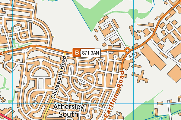 S71 3AN map - OS VectorMap District (Ordnance Survey)