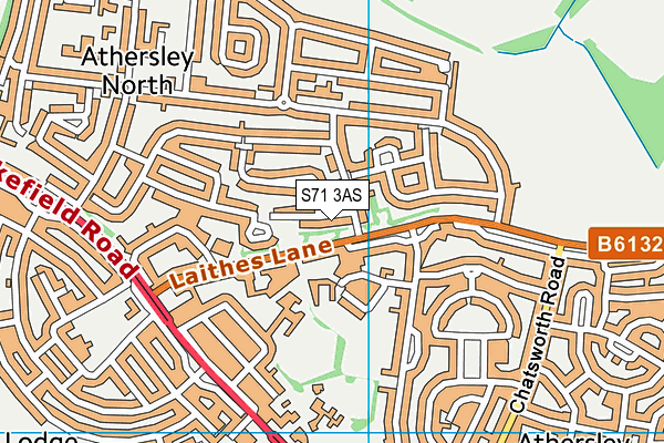 S71 3AS map - OS VectorMap District (Ordnance Survey)