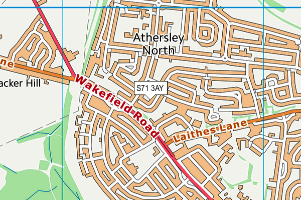 S71 3AY map - OS VectorMap District (Ordnance Survey)