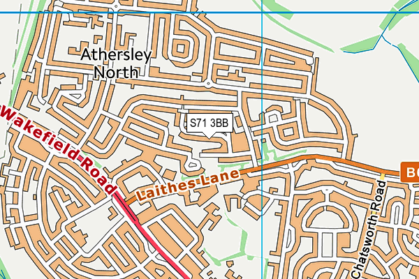 S71 3BB map - OS VectorMap District (Ordnance Survey)