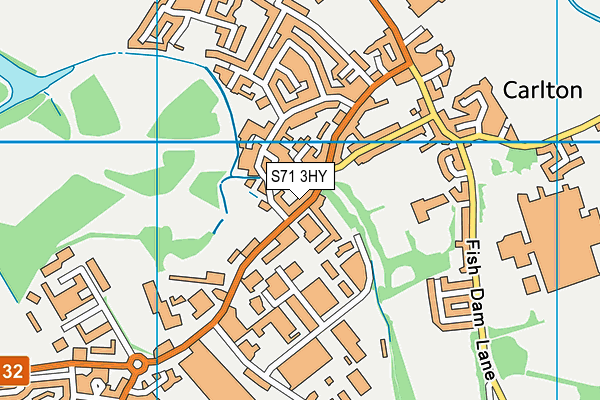 S71 3HY map - OS VectorMap District (Ordnance Survey)