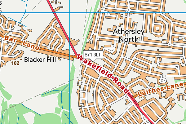 S71 3LT map - OS VectorMap District (Ordnance Survey)