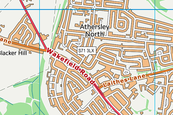S71 3LX map - OS VectorMap District (Ordnance Survey)