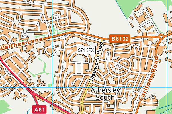 S71 3PX map - OS VectorMap District (Ordnance Survey)