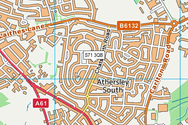 S71 3QB map - OS VectorMap District (Ordnance Survey)