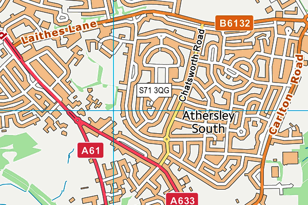 S71 3QG map - OS VectorMap District (Ordnance Survey)