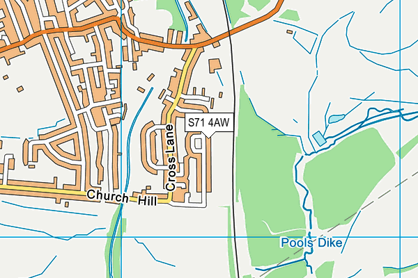 S71 4AW map - OS VectorMap District (Ordnance Survey)