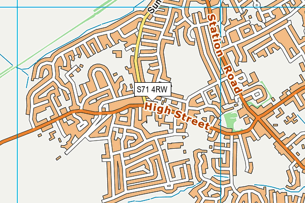 S71 4RW map - OS VectorMap District (Ordnance Survey)