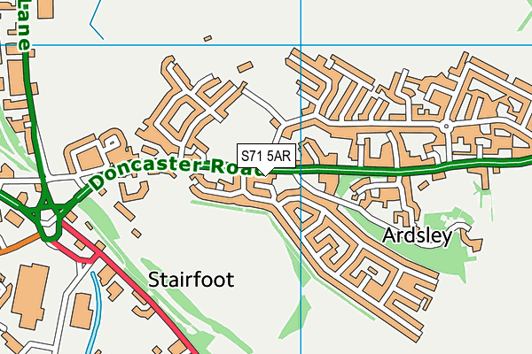 S71 5AR map - OS VectorMap District (Ordnance Survey)