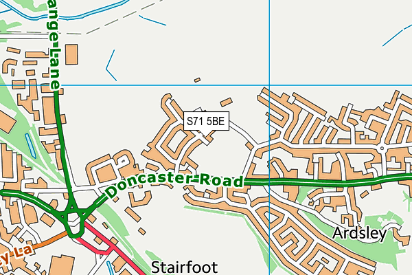 S71 5BE map - OS VectorMap District (Ordnance Survey)