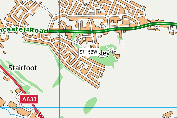 S71 5BW map - OS VectorMap District (Ordnance Survey)