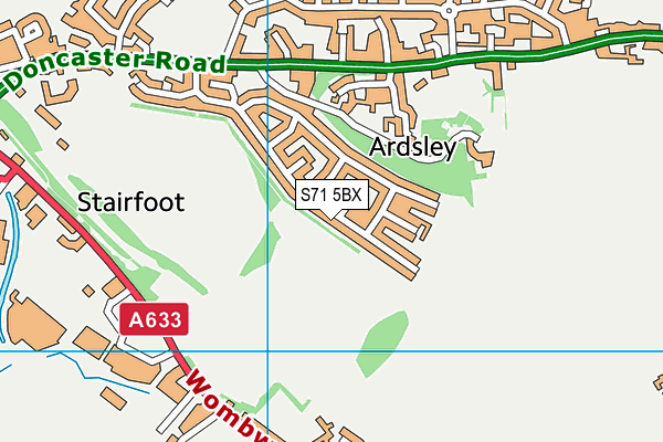 S71 5BX map - OS VectorMap District (Ordnance Survey)