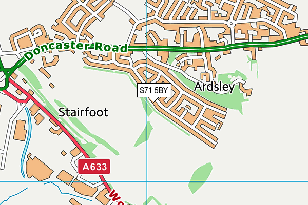 S71 5BY map - OS VectorMap District (Ordnance Survey)