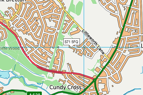 S71 5FQ map - OS VectorMap District (Ordnance Survey)