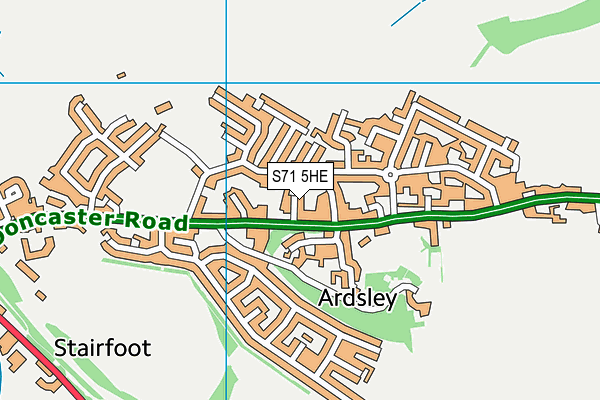 S71 5HE map - OS VectorMap District (Ordnance Survey)