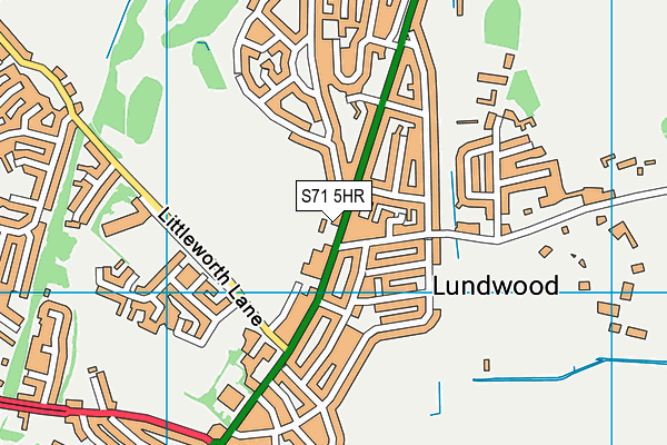 Littleworth Lane Playing Fields map (S71 5HR) - OS VectorMap District (Ordnance Survey)