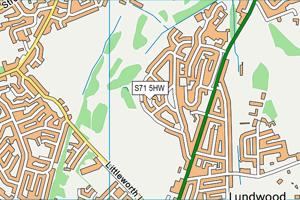 S71 5HW map - OS VectorMap District (Ordnance Survey)